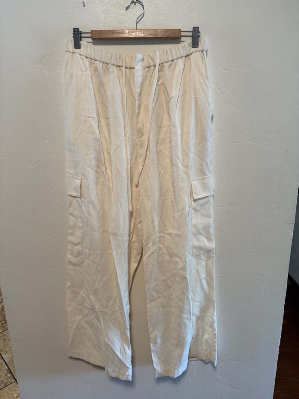 Wayf Cream Drawstring Cargo Trousers
